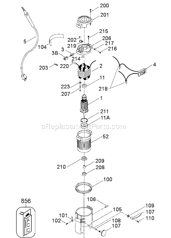 Page A Diagram and Parts List for 3102 Type 3 Porter Cable Laminate Trimmer